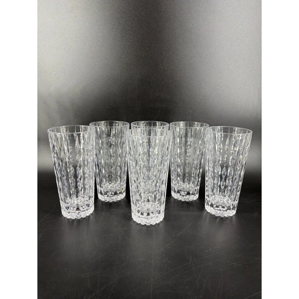 MIKASA AUSTRIAN Cut CRYSTAL-Set 6 Teardrop Highball Glasses Cups